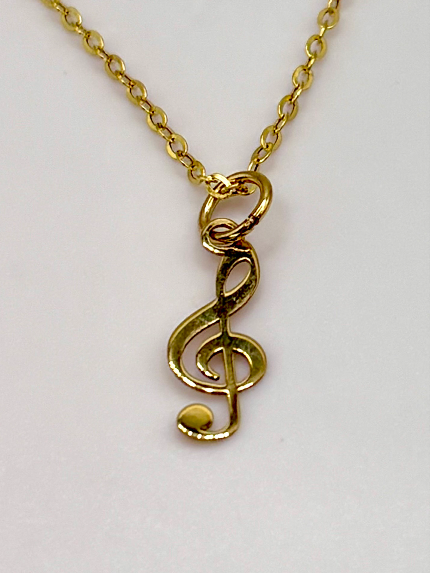 18K solid gold Music note pendant and earings