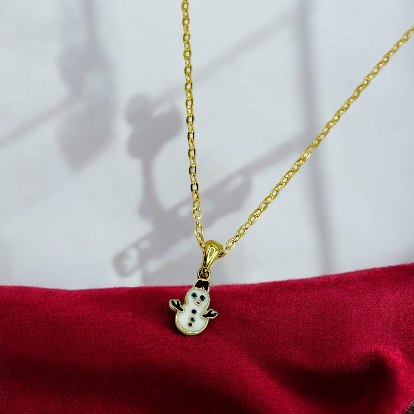 18k solid gold Snowman pendant