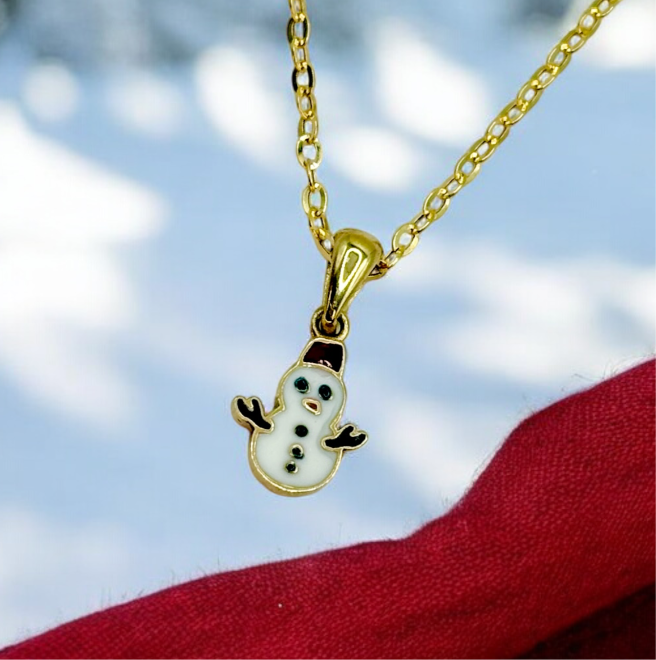 18k solid gold Snowman pendant