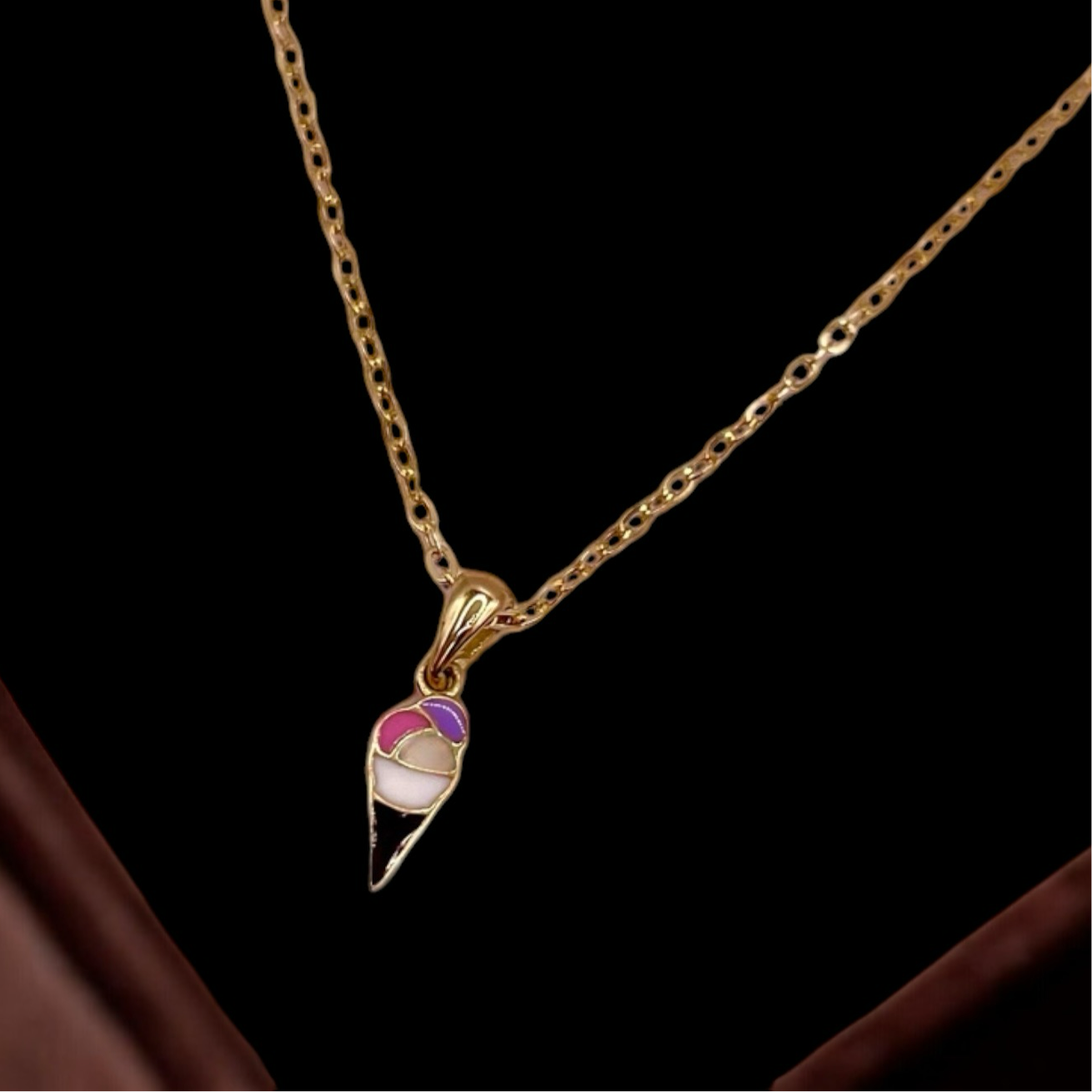 18K solid gold Ice cream pendant