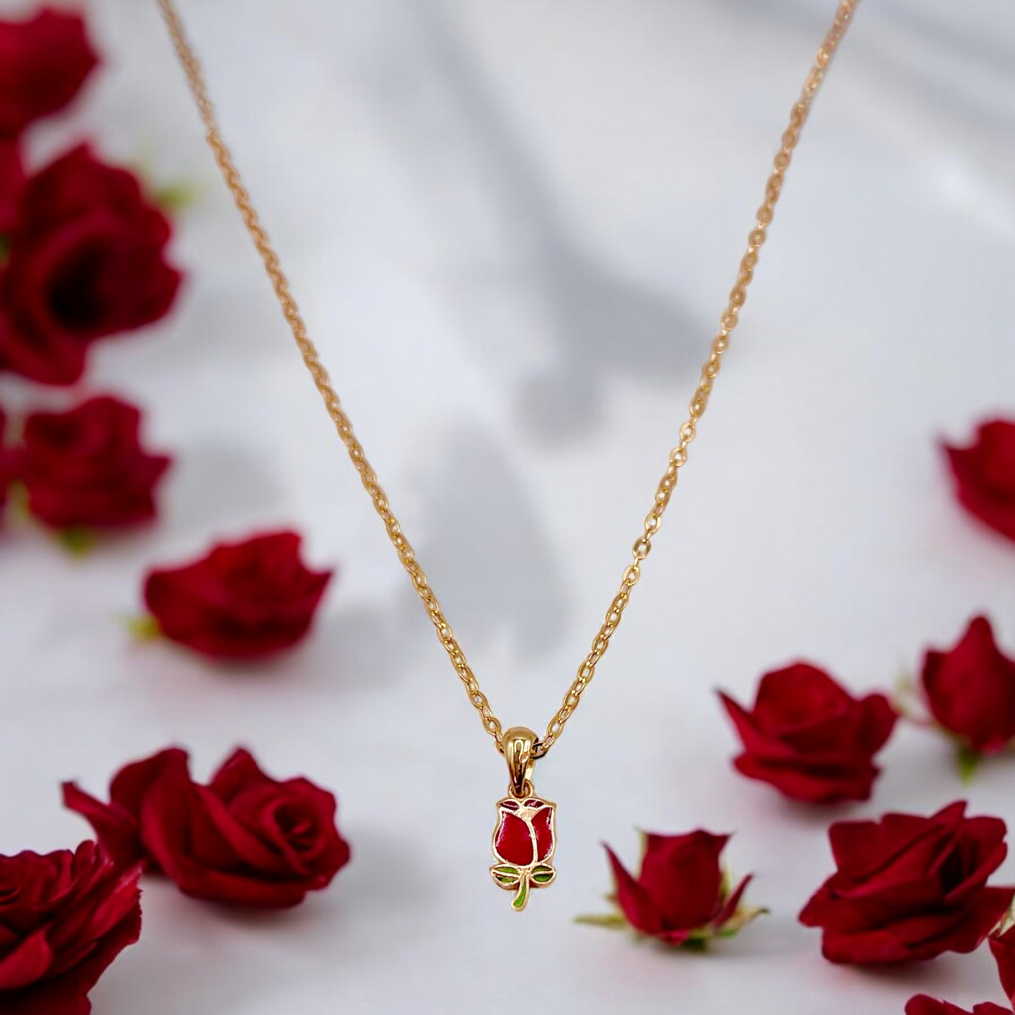 18K solid gold Rose pendant