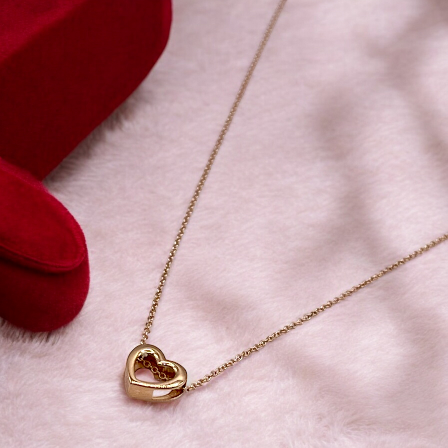 18K solid gold 3D heart pendant